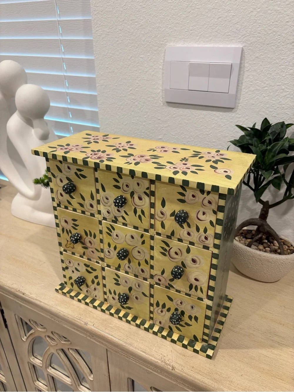 Custom Hand-Painted Floral Jewelry Drawer Organizer Box